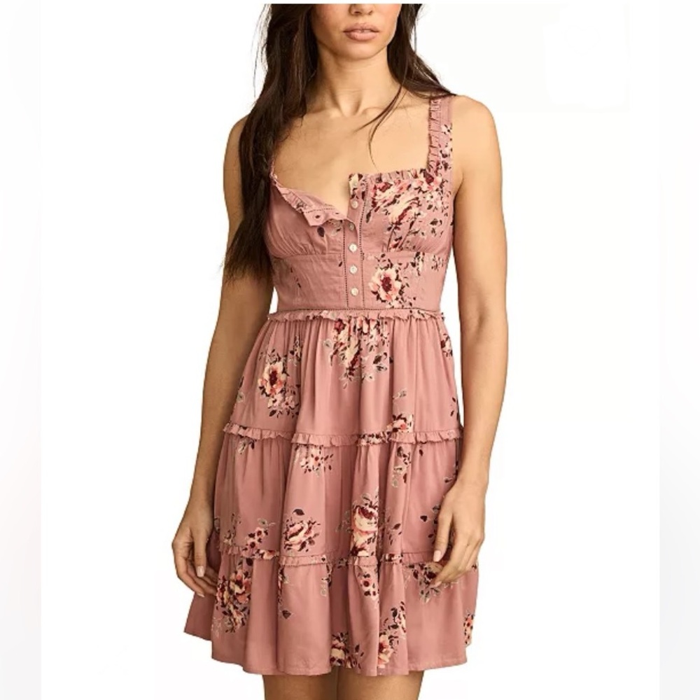 🆕 Lucky Brand Tiered Ruffle Corset Mini Dress • Size Small